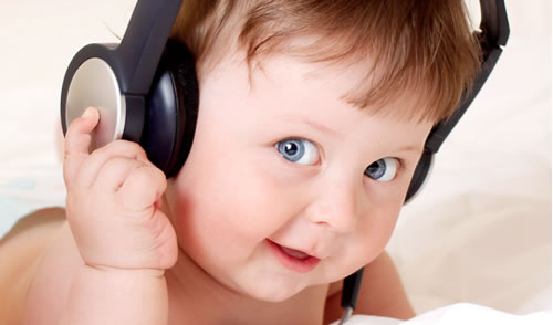 baby with headset